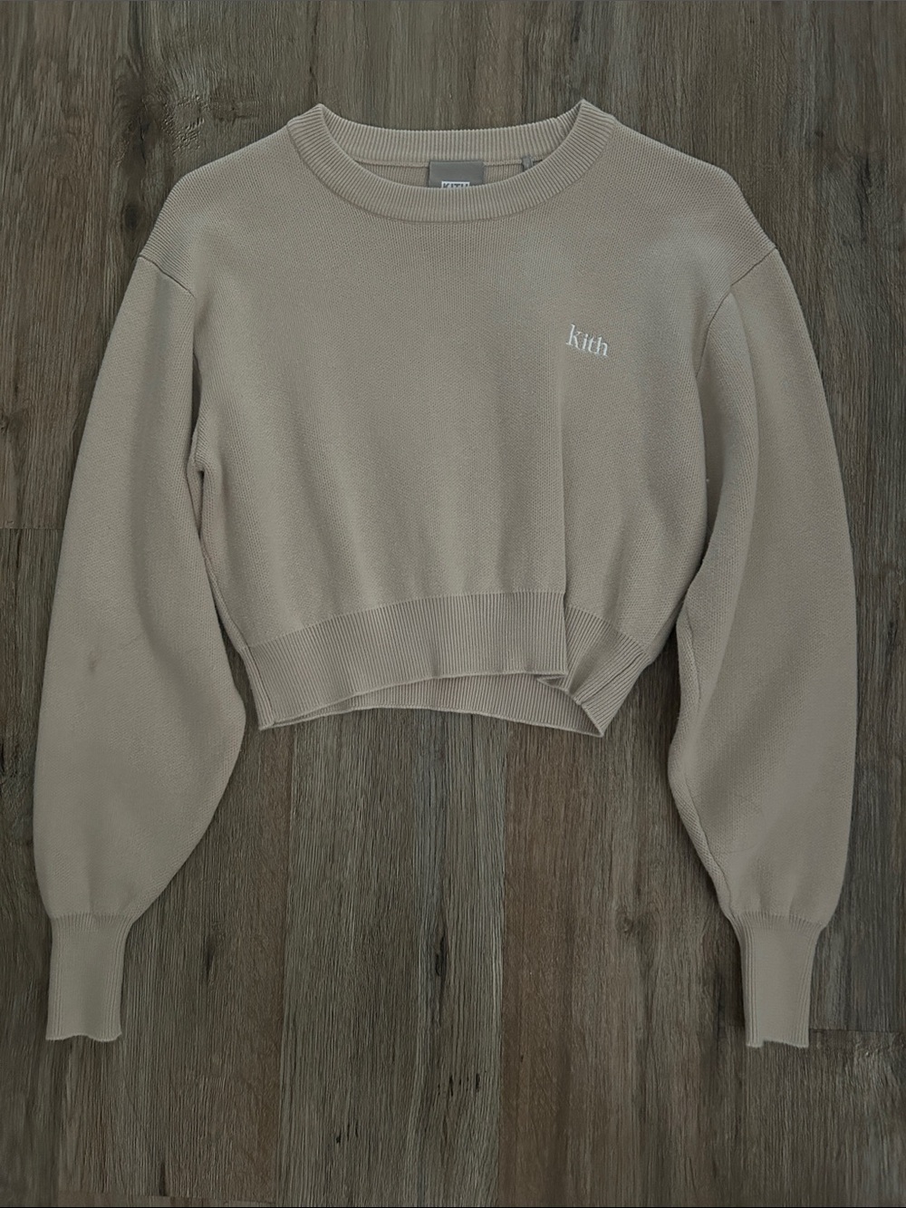 Kith Cropped Crewneck Sweatshirt in Tan